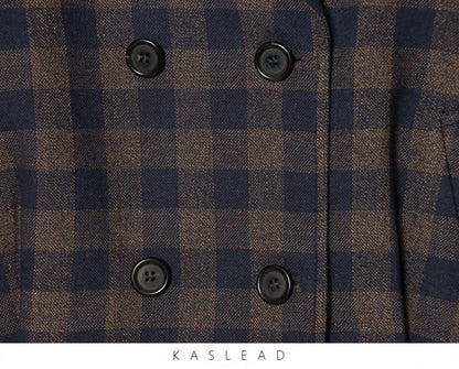 Women Brown Plaid Jacket Coat Vintage Harajuku Streetwear Long Sleeve Blazer Jacket Outerwear 2000s Clothes Spring Autumn 2026