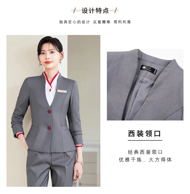 2024 fashionable professional womens clothing. Two-piece long-sleeved suit + pants. High quality slim fit womens business