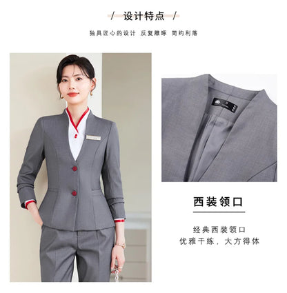 2024 fashionable professional womens clothing. Two-piece long-sleeved suit + pants. High quality slim fit womens business