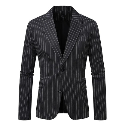 Striped Suit Jackets Men Dress Coat Vintage 2025 Ropa Elegante Hombre Mens Casual Business Slim Fit Formal Blazers Masculino