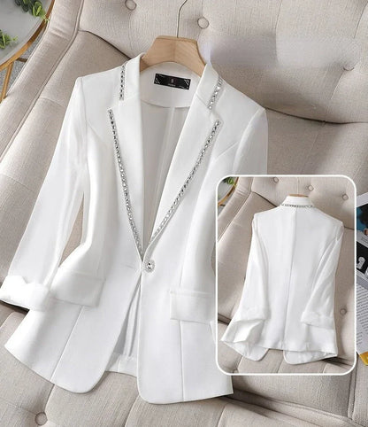 Over Glitter Diamond Female Coats and Jackets Black Long Sequin Jacket Dress Outerwear White Clothing Women's Blazers New In