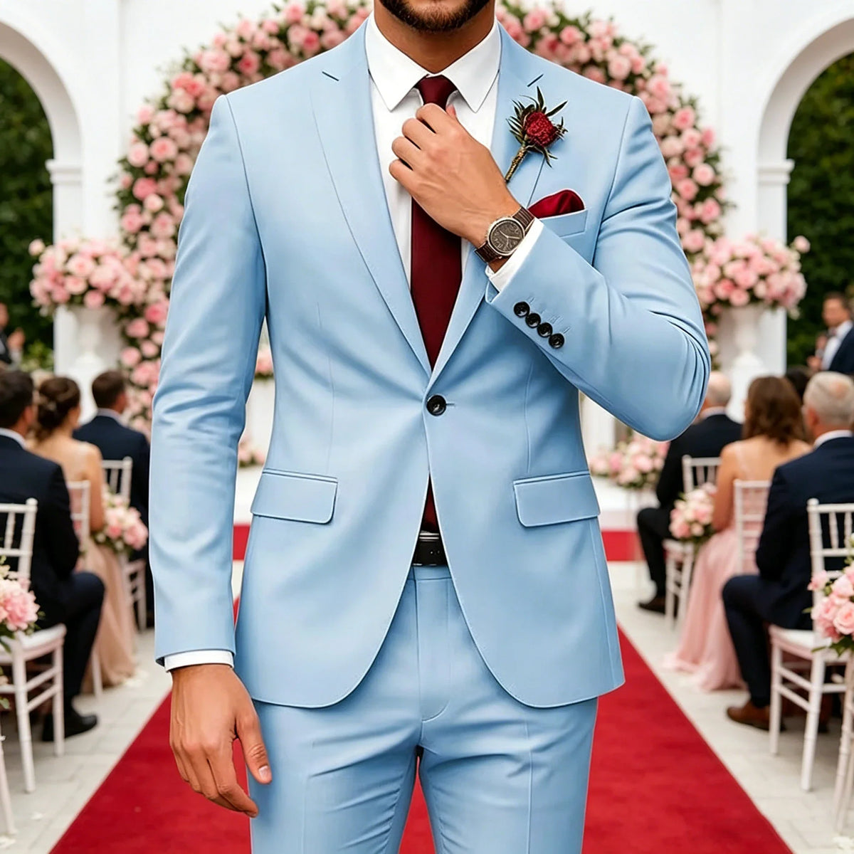 Men's 2-Piece Velour Suit – Slim Fit Blazer and Pants for Wedding, Prom & Formal Occasions