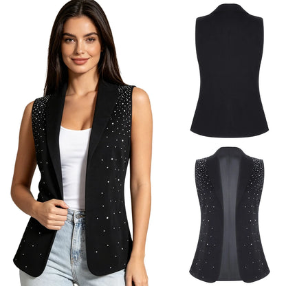 Elegant Women's Sleeveless Suits Waistcoat Halter Vests for Business Commuting Formal Clothes Mujer OL Office Ladies Crop Top