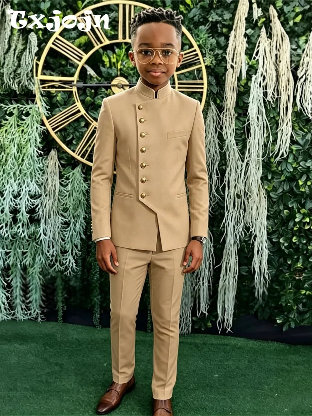 African Boys Suits 2 Pieces Jacket Pants Stage Performance Wear Classic Kids Regular Fit Suit Set Wedding Guest Wear