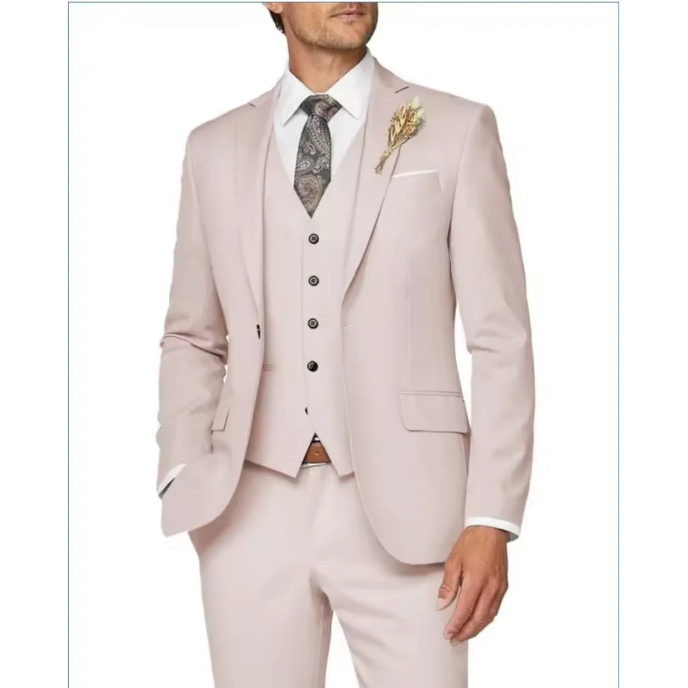 Costume de Mariage Formel pour Hommes Élégant Haut de Gamme Slim Fit 3 Pièces Blazer Gilet Pantalon Business Décontracté pour Soirée Dansante