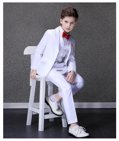 Boys Formal Suit Set White Single Breasted Kids Wedding Tuxedo