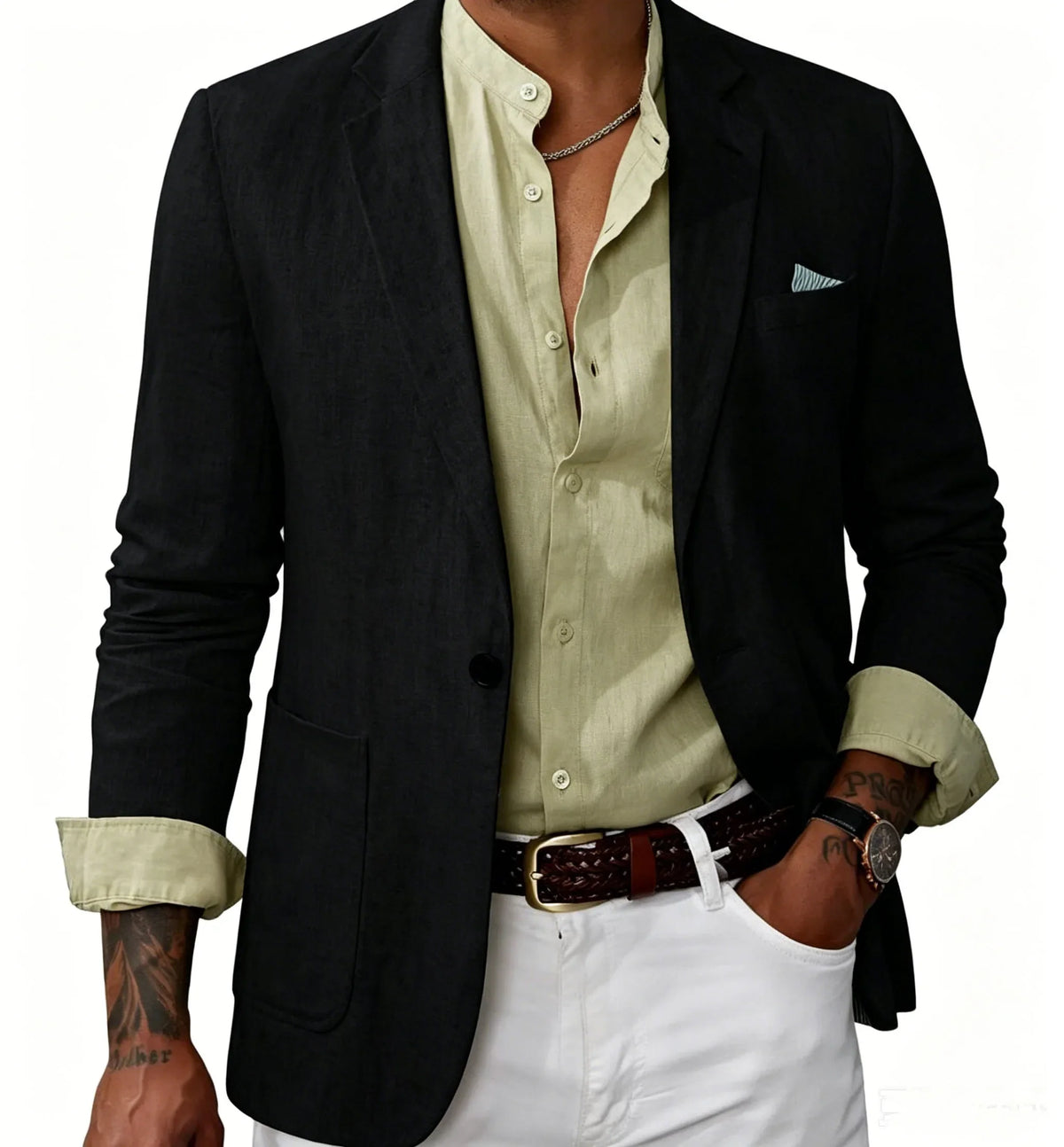 Men's Cotton Linen Blazer Solid Slim Fit Breathable Lightweight Casual Sport Coat One Button Lapel Suit Jacket for Daily Summer