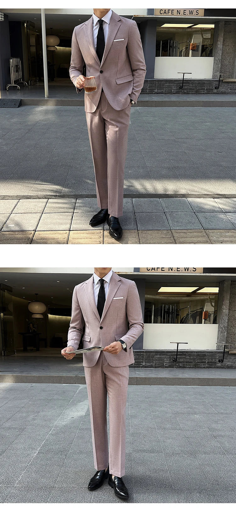 (Jacket +Pants) 2025 New Luxury Elegant Men's Suits 2 Piece Set Fashion Korean Casual Slim Fit Social Groom Wedding Tuxedo