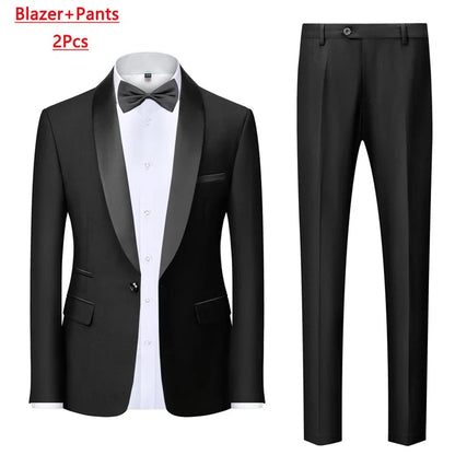 Men's Slim Fit Formal Suit Set – Blazer, Vest & Pants for Weddings & Parties