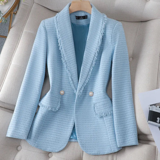 Women's Spring Fashion Blazers Thick Polyester Fabric Folded Design Small Suit Jackets Coats for Ladies Quality Ladies' Wear
