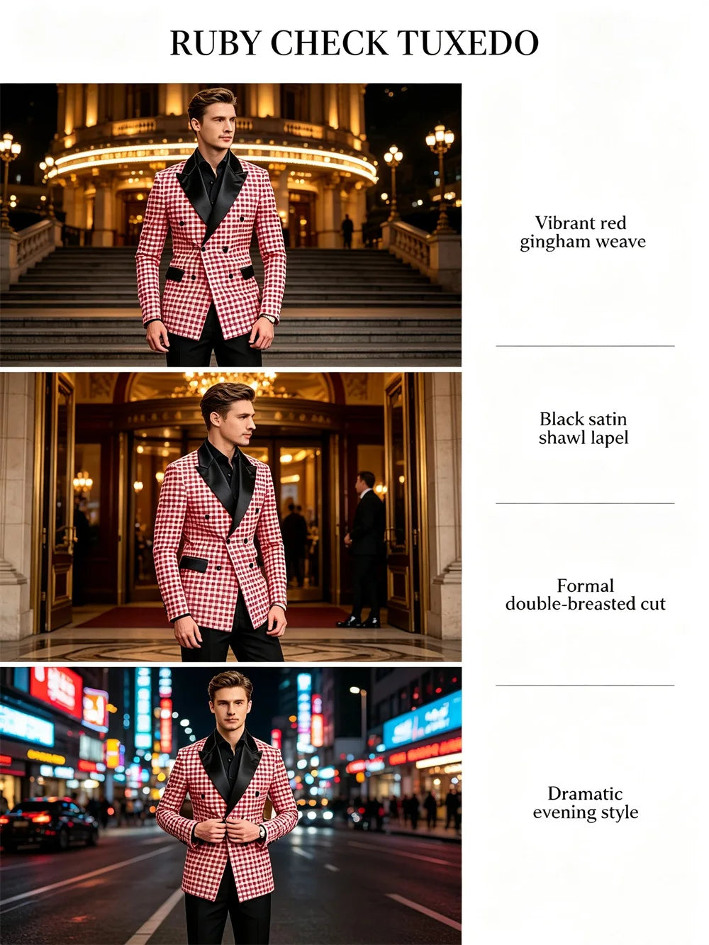 Men's Checkered Double Breasted Blazer Tailored Slim Fit Formal Jacket For Wedding Groom Cocktail Event Prom Dinner Party Coat