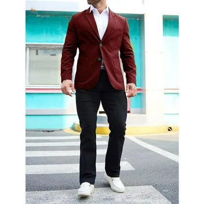 KIDWHXR Men Suit Coat Simple Solid Long Sleeve Male Blazer Turn Down Collar Casual Comfortable Business Casual Man Outerwear