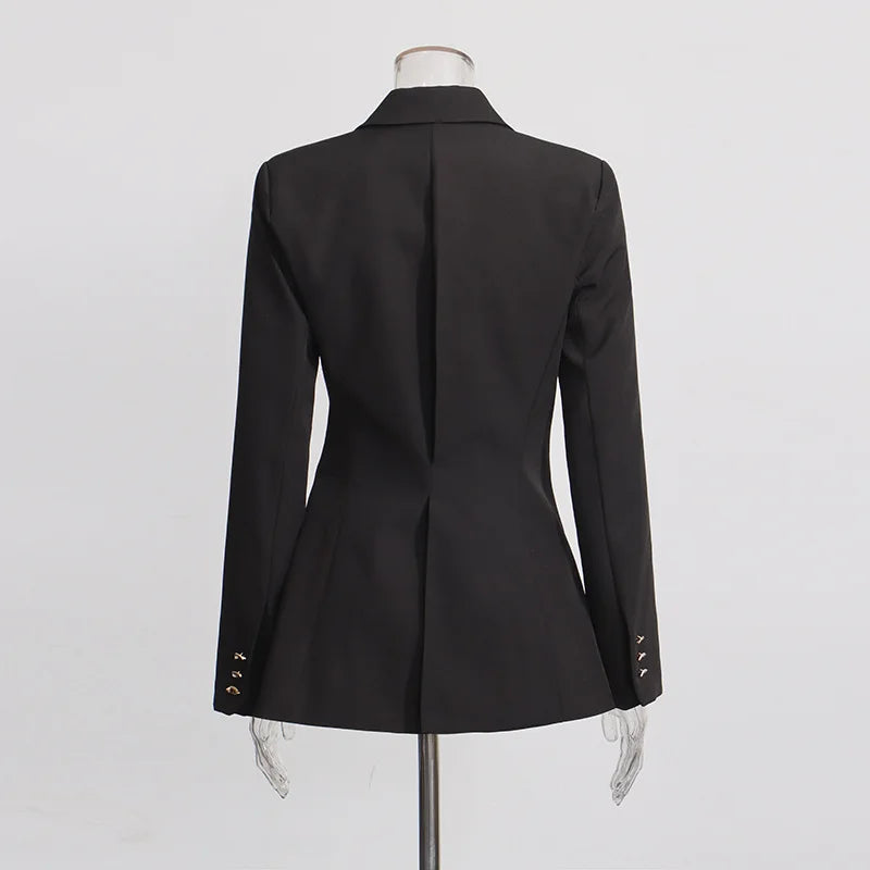 Women Blazer Elegant Fashion Asymmetric Twist Pleated Waist Cinching Metal Buckle Decoration Jacket New Spring 2026 HK19361