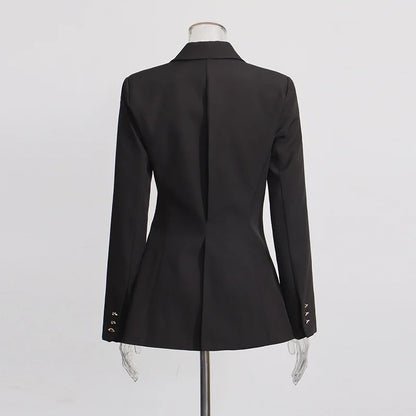 Women Blazer Elegant Fashion Asymmetric Twist Pleated Waist Cinching Metal Buckle Decoration Jacket New Spring 2026 HK19361