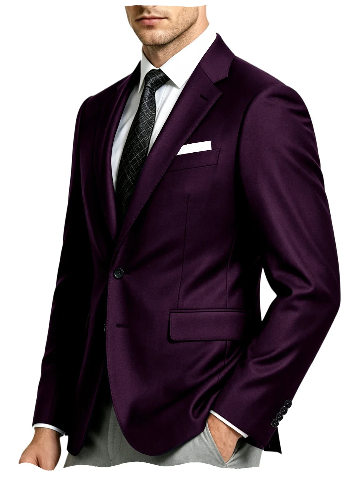 Men's Suit Jacket Single Button Slim Fit Notch Lapel for Wedding, Prom and Business