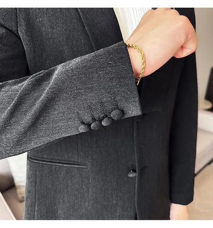High Quality Casual Business Suit Set Men Slim Fit Social Wedding Groom Formal Set 3 Piece Set (jacket+vest+pant）men Clothing