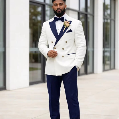 Mulit-color Suits for Men Wedding 2 Pieces Double Breasted Slim Fit Groom Tuxedo Lapel Male Fashion Suit Jacket With Pant
