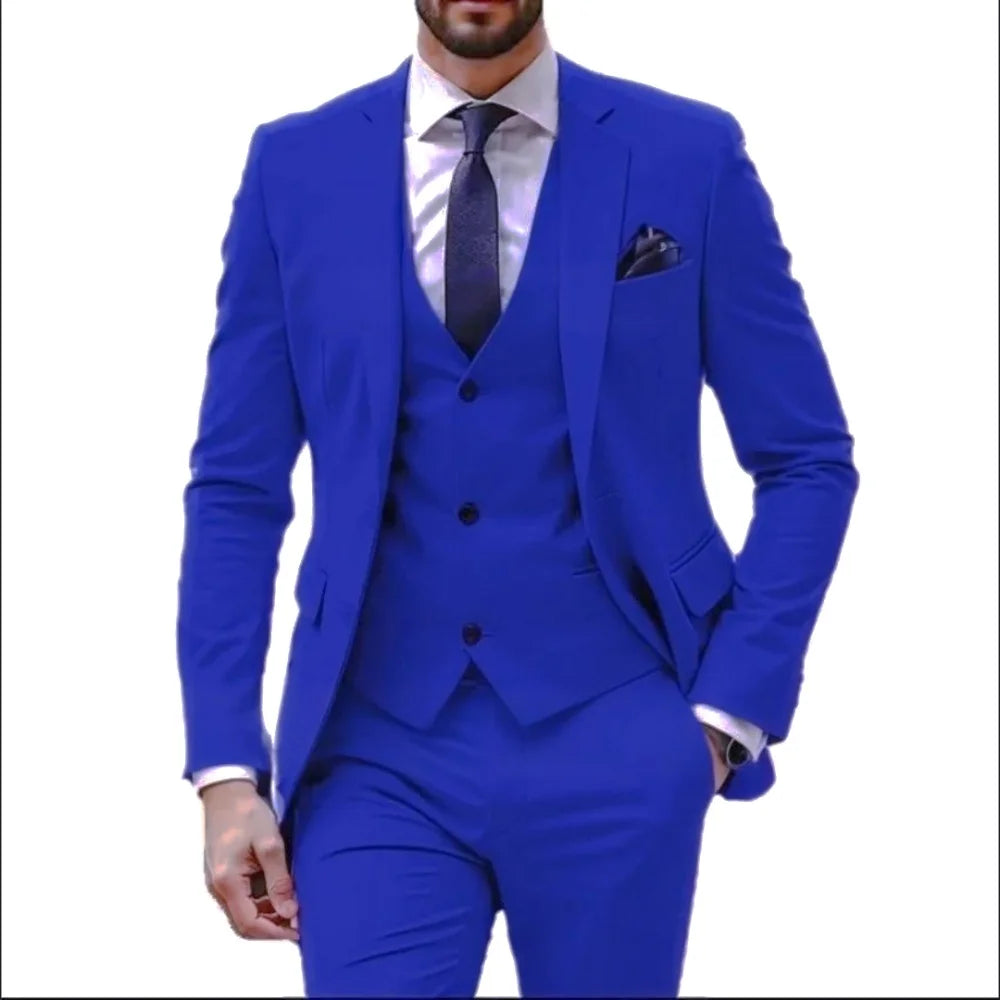 Men's 3-Piece Suit Single Breasted Notch Lapel Jacket Vest Pant Set for Weddings and Business