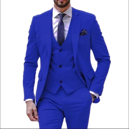 Men's 3-Piece Suit Single Breasted Notch Lapel Jacket Vest Pant Set for Weddings and Business