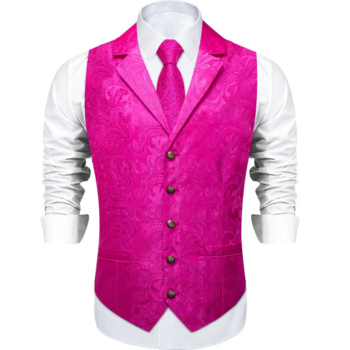 Men's Suit Vest & Tie Set – Paisley Jacquard Waistcoat for Weddings and Formal Occasions