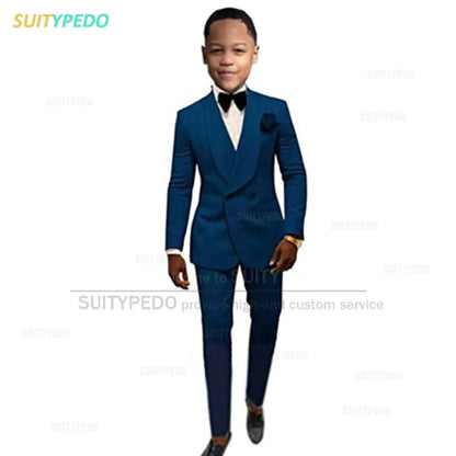 Suit For Kids Boys Baptism Formal Costume Children Birthday Photography Jacket Pants 2 Pieces Wedding Party Flower Boy Tuxedo