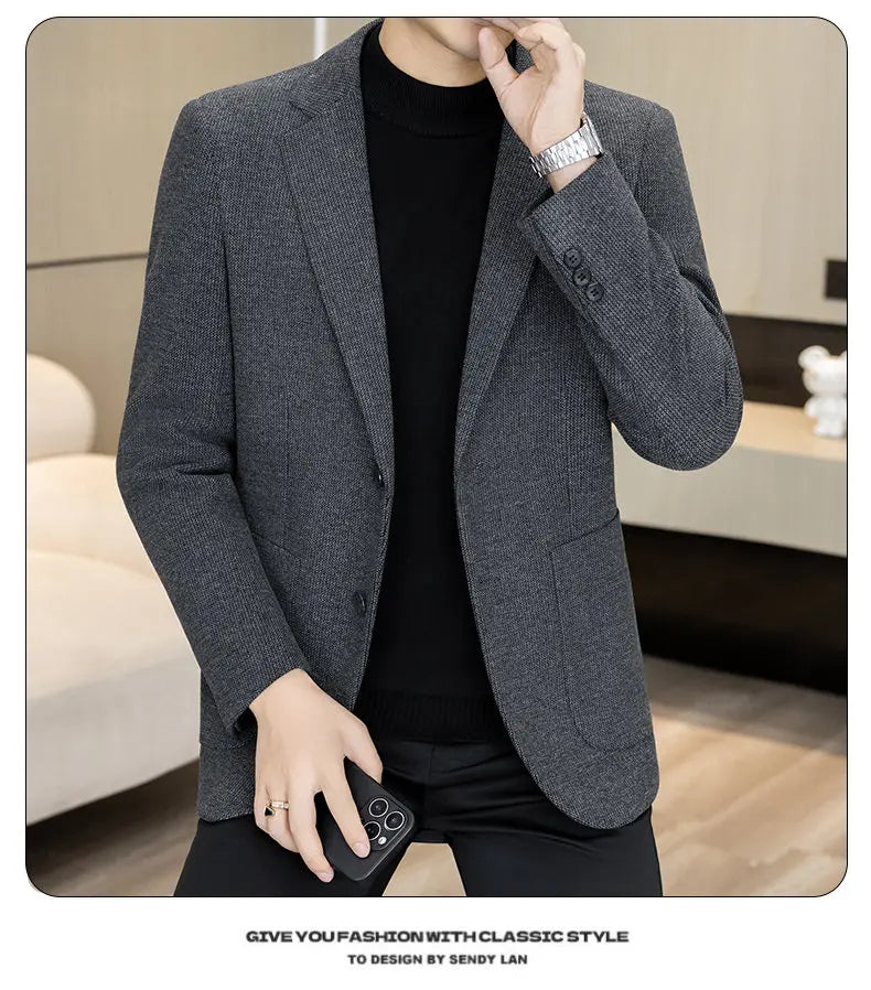 High-Quality Fashionable Autumn Winter New Design Casual Men's Suit Jacket Trendy Versatile Outerwear for Business And Casual We
