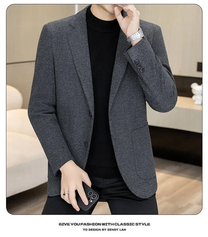 High-Quality Fashionable Autumn Winter New Design Casual Men's Suit Jacket Trendy Versatile Outerwear for Business And Casual We