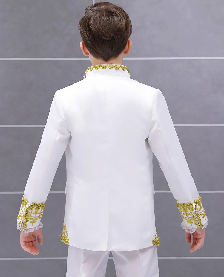 Boy Prince Costume Victorian Gothic Palace Blazer Suit Royal King Outfit Party Cosplay Halloween Costumes Kids