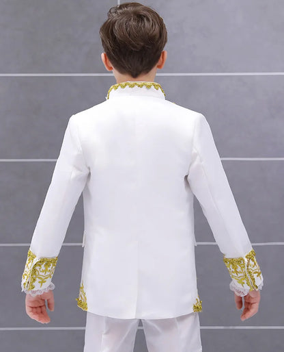 Boy Prince Costume Victorian Gothic Palace Blazer Suit Royal King Outfit Party Cosplay Halloween Costumes Kids