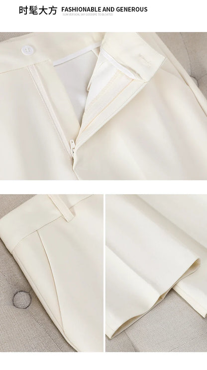 Elegant Chic Double Breasted Blazer Suit with Pants 2 Piece Matching Sets Autumn Womens Outfit Formal Business Office Suits