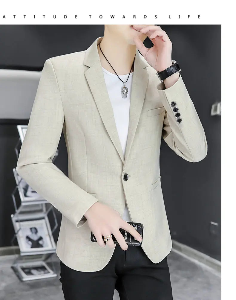 Blazer Men's Fashion Business Gentleman Groom Professional Gentleman Form-fitting Versatile Casual Formal Wear High-end Blazer
