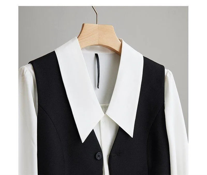 Women Fashion Leisure V-neck Lined Waistcoat Korean Female Short Suit Sleeveless Spring Autumn Lady Solid Color Blazer Vest Tops