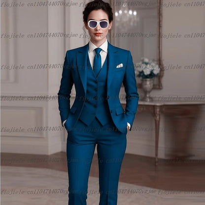 New Grey Formal Business Women Suit Wedding Party Prom Ladies Mother Girl Wife Tuxedos Costume 3 Piece Set Blazer Vest Pants