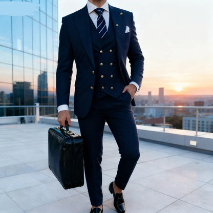 Men's Single Breasted 3-Piece Suit Set – Jacket, Pants & Vest | Multi-Color Formal & Casual Wear