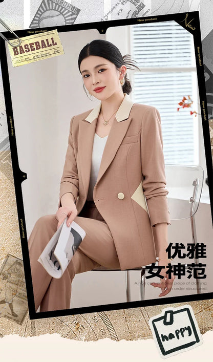 Fashionable professional women's attire, exquisite elegant two-piece pant + suit jacket. 2025 autumn winter new styles