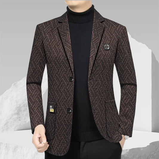 Men's Plus Size Blazer Single Breasted Slim Fit Casual Suit Jacket Autumn Winter