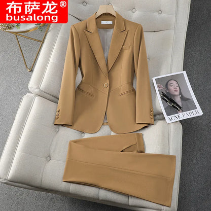 2025New Spring and Autumn High-End Manager Professional Formal Suit, High-End Women's Suit Set, Elegant Workwear, Slim Fit
