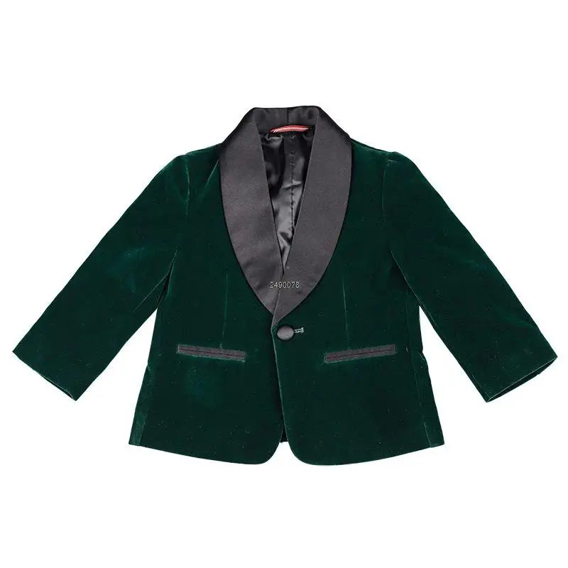 Kids 1 Year Birthday Dress Baby Boys Velvet Blazer Jacket Pants Photograph Suit Children Formal Wedding Performance Evening Wear