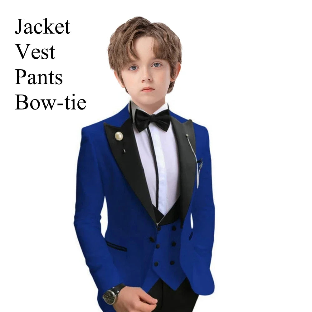 Boys 3-Piece Slim Fit Suit Set for Kids Wedding Prom and Formal Occasions