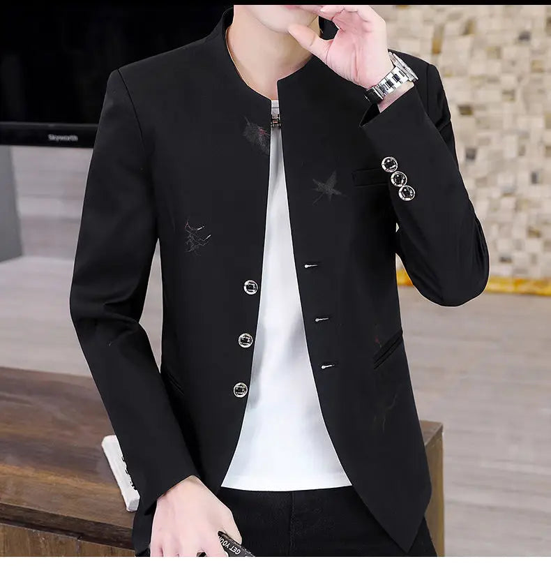 2026 Blazer Fashionable Outdoor Travel Youthful Wedding Versatile Printed Fabric Host Slim-fit Casual Lightweight Men's Blazer