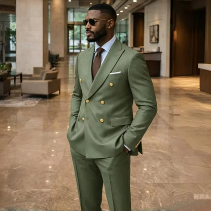Costumes formels croisés pour hommes invités 2 pièces costume de mariage slim fit ensemble blazer pantalon à la mode pour fête banquet bal de promo