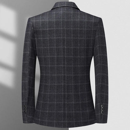 Blazer The New Autumn and Winter Fashion Middle-aged Business Casual Checkered Wedding Host Men's Outdoor Performance Blazer
