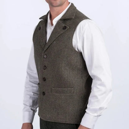 Men's Herringbone Vest Single Breasted Waistcoat for Wedding & Smart Casual Wear