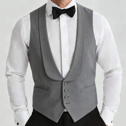 Men's Formal Vest Single Button Lapel Waistcoat for Wedding Banquet and Business