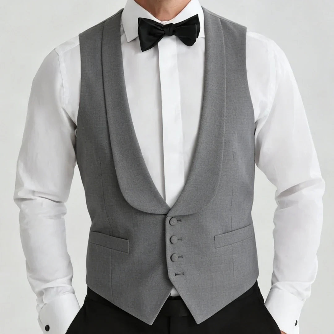 Men's Formal Vest Single Button Lapel Waistcoat for Wedding Banquet and Business