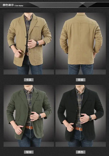 Blazer Pure Cotton Loose Men Fashion Business British Style Casual Three Button Cotton Casual Clothes Single West Coat Blazer