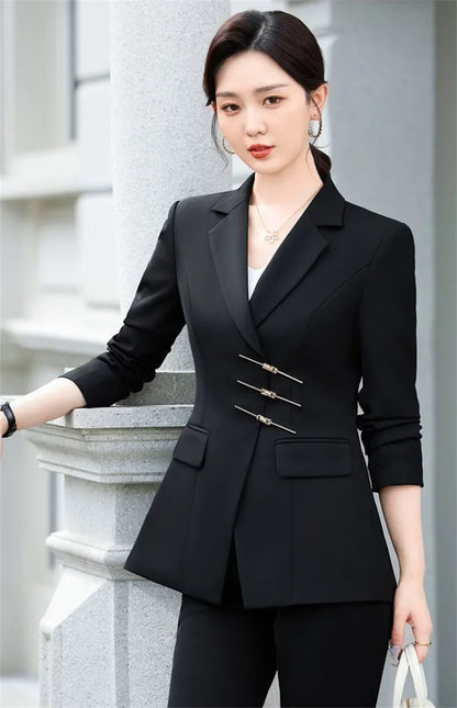 2025 Fashion White Red Black Blazer Jacket And Pant Suit Trousers Women Female Office Ladies Work Wear Formal 2 Piece Set