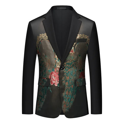 Men's Printed Suit Jacket – Paisley Floral Single Breasted Party Blazer for Men – Plus Size