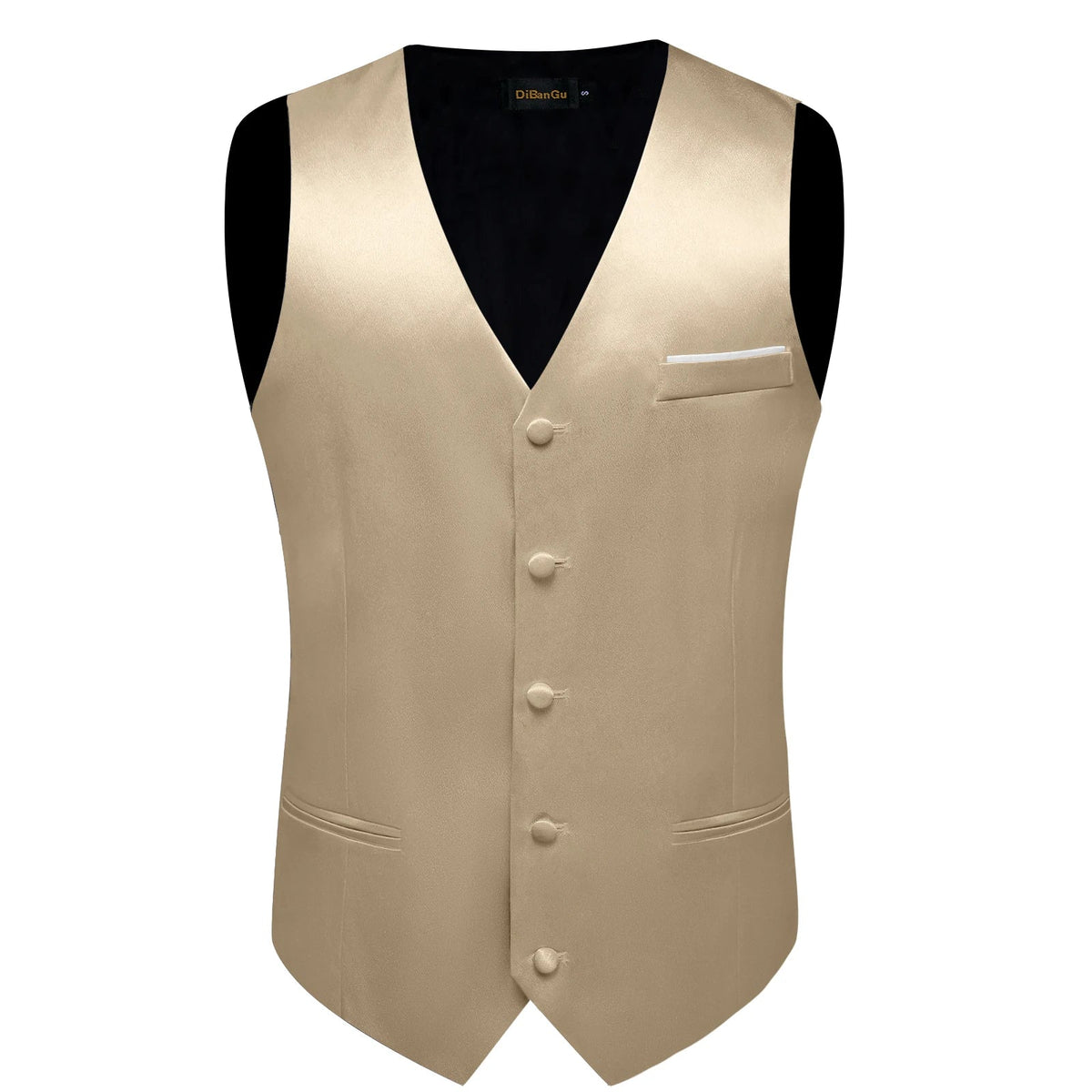 Men's Satin Suit Vest Set with Tie Handkerchief and Cufflinks for Wedding and Prom