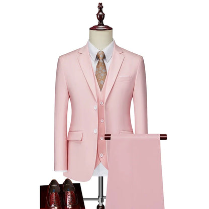Men's Three-Piece Suit – Slim Fit Wedding & Business Formal Suit with Vest and Trousers